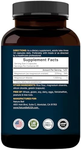NatureBell Magnesio Malato 1,500mg, 240 Cápsulas | Quelado para Alta Absorción | Apoyo Energético y del Sistema Nervioso | Sin OGM, Libre de Gluten - imagen 3