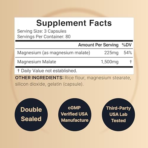 NatureBell Magnesio Malato 1,500mg, 240 Cápsulas | Quelado para Alta Absorción | Apoyo Energético y del Sistema Nervioso | Sin OGM, Libre de Gluten - imagen 4