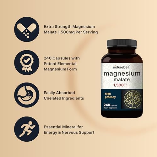 NatureBell Magnesio Malato 1,500mg, 240 Cápsulas | Quelado para Alta Absorción | Apoyo Energético y del Sistema Nervioso | Sin OGM, Libre de Gluten - imagen 5