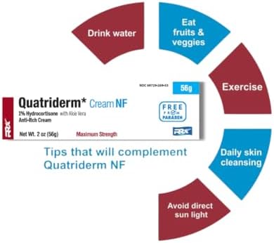 Crema Antipicazón QUATRIDERM NF Extra Fuerte 1% Hidrocortisona con Aloe Vera, Sin Parabenos, 2 oz para Erupciones y Condiciones de Piel - imagen 7