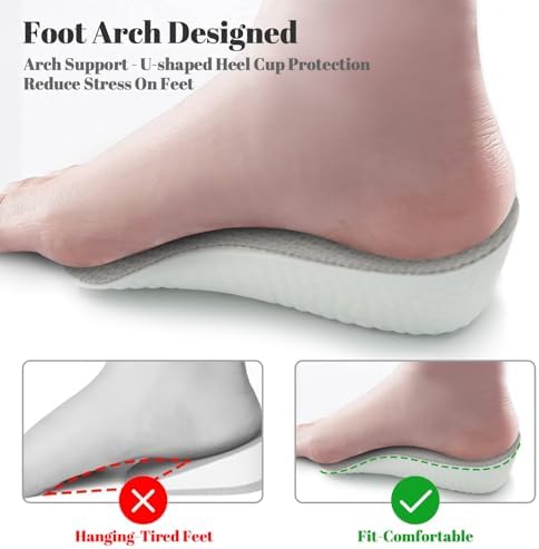 Plantillas Elevadoras para Hombres y Mujeres, Almohadillas Ortopédicas para Arco del Pie, 3 Pares (1.5cm, 2.5cm, 3.5cm) - Color Gris - imagen 3