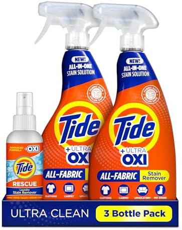 Spray Quitamanchas Tide con Oxi | Quitamanchas para Ropa, Alfombra, Tapicería y Camas de Mascotas | 22 Fl Oz (Paquete de 2) y 3 Fl Oz - imagen 1