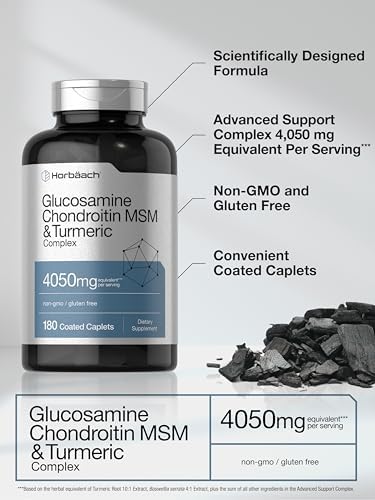 Horbäach Glucosamina Condroitina MSM | 180 Tabletas | con Cúrcuma | Fórmula Triple Fuerza | Suplemento Sin OGM y Libre de Gluten - imagen 4