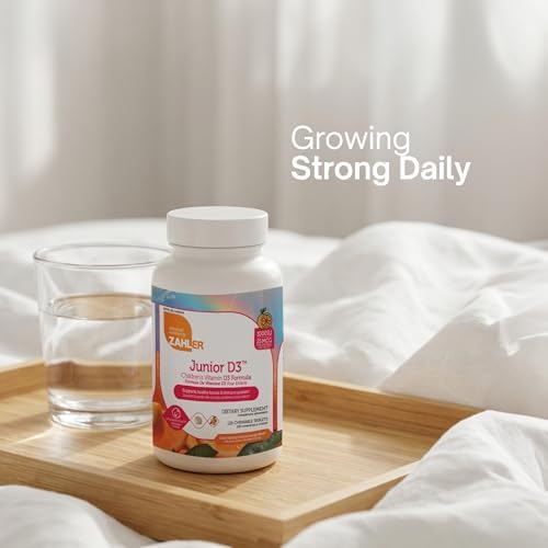 Zahler Junior D3 - Apoyo Inmunológico para Niños en Crecimiento - Vitamina D3 para Huesos - Kosher, Sin Gluten y Sin Lácteos - Naranja, 120 Tabletas - imagen 2