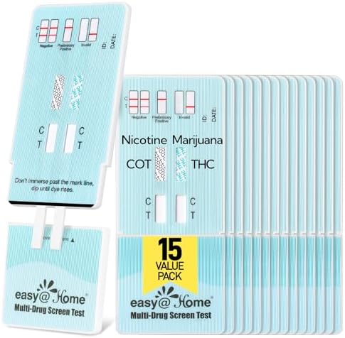 Kit de Prueba de Drogas Múltiples Easy@Home, 15 Piezas, Test de Orina para Marihuana y Nicotina, Detección de THC y Cotinina (COT) en Casa, EDOAP-124 - imagen 1
