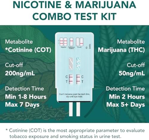Kit de Prueba de Drogas Múltiples Easy@Home, 15 Piezas, Test de Orina para Marihuana y Nicotina, Detección de THC y Cotinina (COT) en Casa, EDOAP-124 - imagen 2