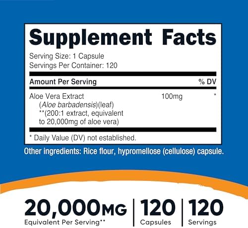 Nutricost Extracto de Aloe Vera 120 Cápsulas - 120 Porciones por Botella, Libre de Gluten y OGM, Apto para Vegetarianos - imagen 2