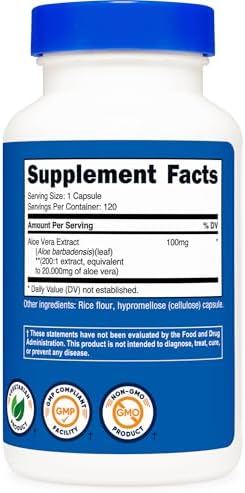 Nutricost Extracto de Aloe Vera 120 Cápsulas - 120 Porciones por Botella, Libre de Gluten y OGM, Apto para Vegetarianos - imagen 5