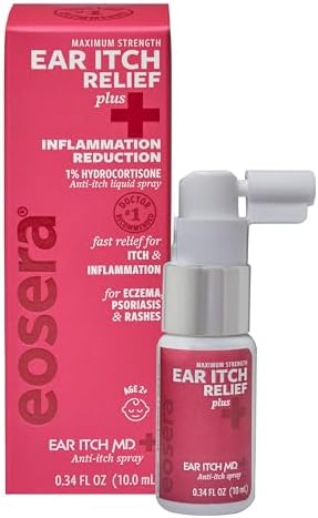 Eosera Ear Itch MD +Plus Spray Antipicazón - 10 mL - 1% Hidrocortisona - Gotas para Oídos para Picazón, Inflamación, Psoriasis y Eccema - imagen 1