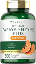 Tabletas Masticables de Enzima de Papaya Carlyle | Fórmula Vegetariana, Sin OGM, Libre de Gluten | Sabor Tropical - imagen 1