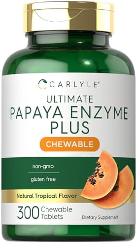 Tabletas Masticables de Enzima de Papaya Carlyle | Fórmula Vegetariana, Sin OGM, Libre de Gluten | Sabor Tropical - imagen 1