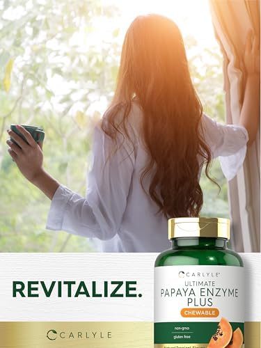 Tabletas Masticables de Enzima de Papaya Carlyle | Fórmula Vegetariana, Sin OGM, Libre de Gluten | Sabor Tropical - imagen 6