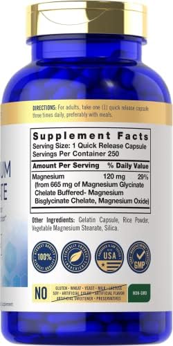 Carlyle Magnesio Glicinato | 665 mg | 250 Cápsulas | Suplemento Mineral Esencial Sin OGM y Libre de Gluten - imagen 2