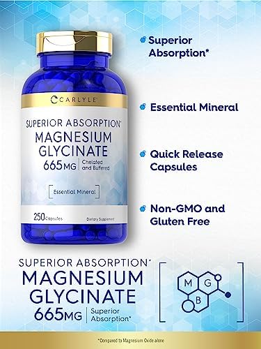 Carlyle Magnesio Glicinato | 665 mg | 250 Cápsulas | Suplemento Mineral Esencial Sin OGM y Libre de Gluten - imagen 3