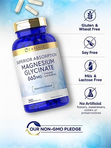 Carlyle Magnesio Glicinato | 665 mg | 250 Cápsulas | Suplemento Mineral Esencial Sin OGM y Libre de Gluten - imagen 4