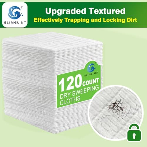 Paños desechables GLIMGLINT para barrer, compatibles con Swiffer Sweeper - Recargas de mopas desechables para limpiar polvo, cabello y suciedad, 120 - imagen 2
