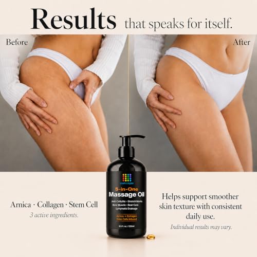 Aceite de Masaje 5 en 1 para Drenaje Linfático - Mejora la Apariencia de la Celulitis y la Textura de la Piel - Recuperación Postquirúrgica y - imagen 3