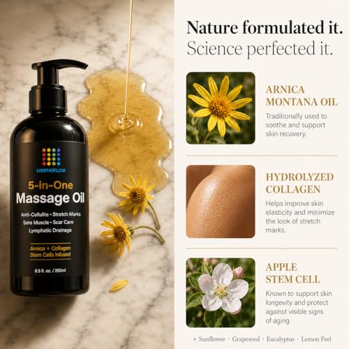 Aceite de Masaje 5 en 1 para Drenaje Linfático - Mejora la Apariencia de la Celulitis y la Textura de la Piel - Recuperación Postquirúrgica y - imagen 7