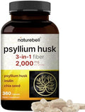 Cápsulas de Fibra de Psyllium NatureBell 2,000mg, 360 Caps | Suplemento de Fibra Soluble | 3 en 1 con Inulina y Semilla de Chía | Vegetal, No GMO, - imagen 1