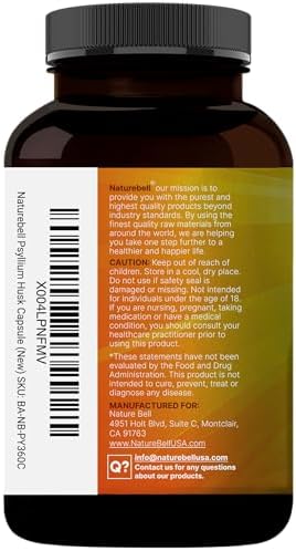 Cápsulas de Fibra de Psyllium NatureBell 2,000mg, 360 Caps | Suplemento de Fibra Soluble | 3 en 1 con Inulina y Semilla de Chía | Vegetal, No GMO, - imagen 8