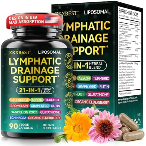 Suplementos de Drenaje Linfático - Cápsulas Aescia 21 en 1 con Cúrcuma, Bromelina, Equinácea y Más - Soporte para el Sistema Linfático - imagen 1