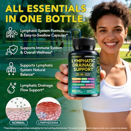 Suplementos de Drenaje Linfático - Cápsulas Aescia 21 en 1 con Cúrcuma, Bromelina, Equinácea y Más - Soporte para el Sistema Linfático - imagen 2
