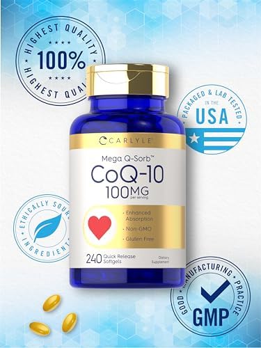 Carlyle CoQ10 100mg Softgels | 240 Cápsulas | Mega Q-Sorb Coenzima Q-10 | con Extracto de Pimienta Negra | Suplemento Sin OGM y Libre de Gluten - imagen 6