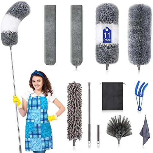 Kit de Plumero de Microfibra (11 Piezas) - Plumero Lavable con Extensión (30 a 100 in) para Limpiar Techos, Ventiladores y Muebles - imagen 1