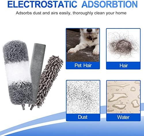 Kit de Plumero de Microfibra (11 Piezas) - Plumero Lavable con Extensión (30 a 100 in) para Limpiar Techos, Ventiladores y Muebles - imagen 5