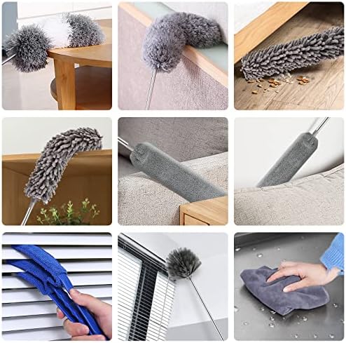 Kit de Plumero de Microfibra (11 Piezas) - Plumero Lavable con Extensión (30 a 100 in) para Limpiar Techos, Ventiladores y Muebles - imagen 6
