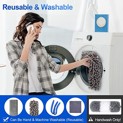 Kit de Plumero de Microfibra (11 Piezas) - Plumero Lavable con Extensión (30 a 100 in) para Limpiar Techos, Ventiladores y Muebles - imagen 8
