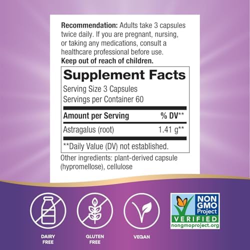 Raíz de Astrágalo de Nature's Way, Apoyo Inmunológico Tradicional*, Verificado por Non-GMO, Vegano, 180 Cápsulas - imagen 2