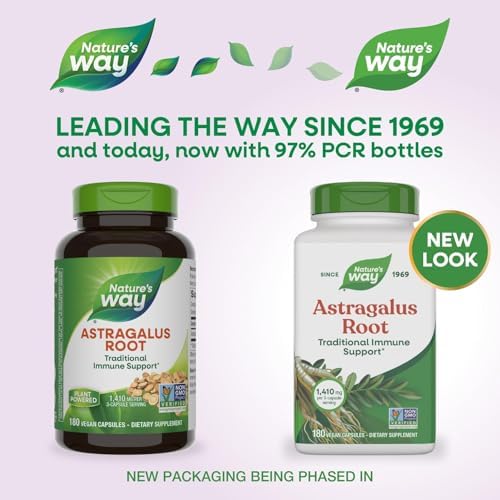 Raíz de Astrágalo de Nature's Way, Apoyo Inmunológico Tradicional*, Verificado por Non-GMO, Vegano, 180 Cápsulas - imagen 3