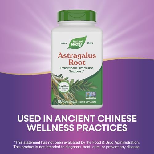 Raíz de Astrágalo de Nature's Way, Apoyo Inmunológico Tradicional*, Verificado por Non-GMO, Vegano, 180 Cápsulas - imagen 5