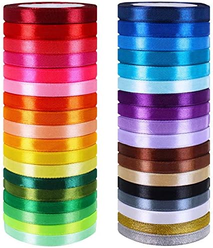 Rollos de Cinta Satinada Metálica Brillante de 36 Colores, 900 Yards, 2.5 cm de Ancho para Manualidades, Decoración de Regalos y Bodas - imagen 1