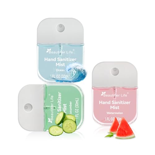 Spray desinfectante de manos portátil Beautifier Life (paquete de 3) - Tamaño de bolsillo 1 oz, fórmula ultra suave con 70% de alcohol, secado rápido - imagen 1