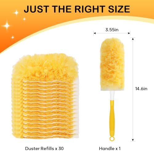 SetSail Paquete de 30 Recargas de Plumero para Swiffer con 1 Mango, Kit de Limpieza Desechable Multiusos 360 para Ventiladores, Persianas y Muebles - imagen 2