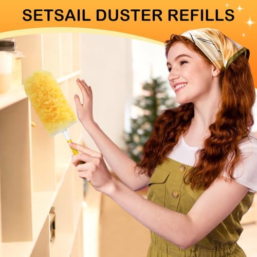 SetSail Paquete de 30 Recargas de Plumero para Swiffer con 1 Mango, Kit de Limpieza Desechable Multiusos 360 para Ventiladores, Persianas y Muebles - imagen 8