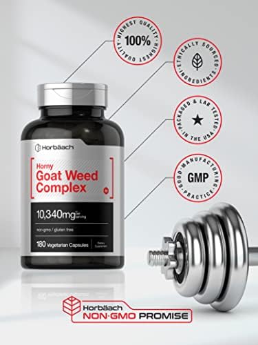Horbäach Complejo de Horny Goat Weed | 180 Cápsulas Vegetarianas, No Transgénicas y Sin Gluten con Tribulus, Maca, Yohimbe y L-Arginina - imagen 5