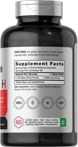 Suplemento de L-Citrulina Horbaach para Hombres y Mujeres | 2400 mg | 180 Cápsulas | Máxima Potencia y Forma Libre | Sin OGM, Libre de Gluten - imagen 2