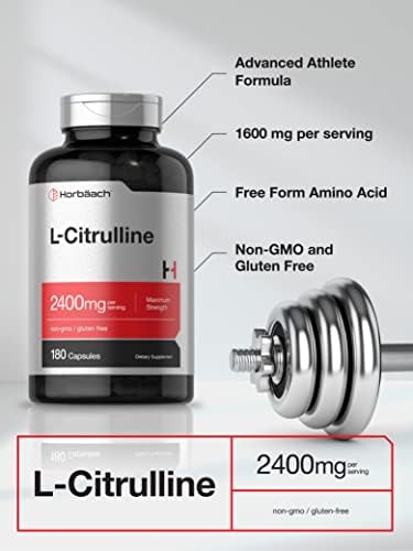 Suplemento de L-Citrulina Horbaach para Hombres y Mujeres | 2400 mg | 180 Cápsulas | Máxima Potencia y Forma Libre | Sin OGM, Libre de Gluten - imagen 3