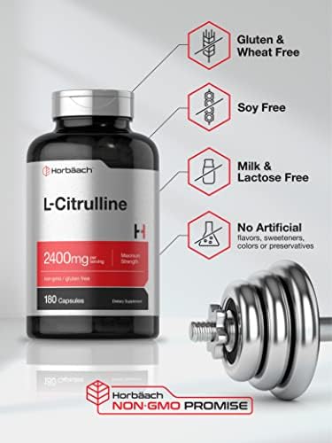 Suplemento de L-Citrulina Horbaach para Hombres y Mujeres | 2400 mg | 180 Cápsulas | Máxima Potencia y Forma Libre | Sin OGM, Libre de Gluten - imagen 4