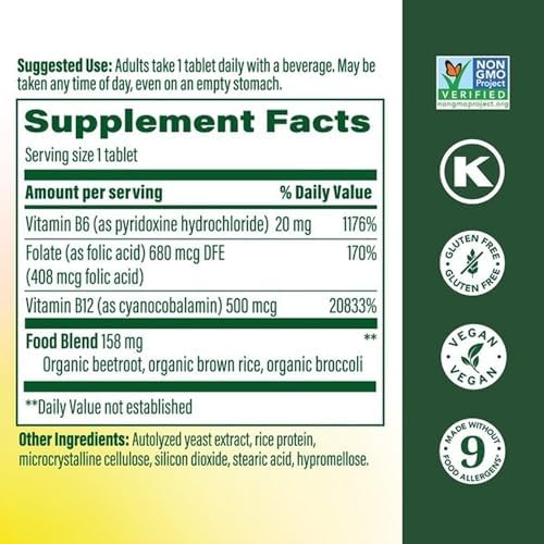 MegaFood Suplemento Vegano de Vitamina B12 con B6 y Ácido Fólico para Hombres y Mujeres - 30 Mini Tabletas para Energía Celular y Salud Cardiovascular - imagen 2