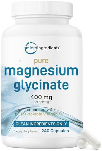 Micro Ingredients Magnesio Glicinato Puro 400mg por Porción, 240 Cápsulas | Suplemento Mineral Quelado, Sin OGM, Sin Rellenos - imagen 1