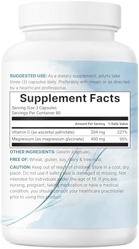 Micro Ingredients Magnesio Glicinato Puro 400mg por Porción, 240 Cápsulas | Suplemento Mineral Quelado, Sin OGM, Sin Rellenos - imagen 8