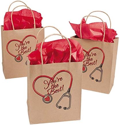 Bolsas de Regalo para Enfermeras Fun Express - Paquete de 12 Bolsas de Papel Kraft Medianas para Agradecimientos a Trabajadores de la Salud | 6.5x9 - imagen 3