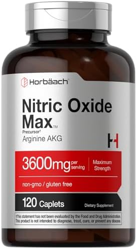 Horbäach Óxido Nítrico Max 3600mg | 120 Tabletas | Con Arginina AAKG para Hombres y Mujeres | Suplemento Pre Entrenamiento Vegetariano, No GMO y Sin - imagen 1