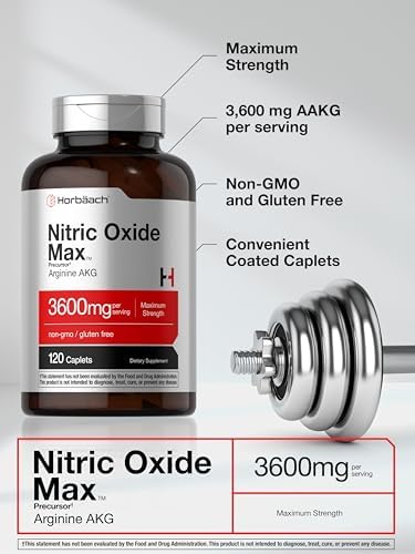 Horbäach Óxido Nítrico Max 3600mg | 120 Tabletas | Con Arginina AAKG para Hombres y Mujeres | Suplemento Pre Entrenamiento Vegetariano, No GMO y Sin - imagen 4