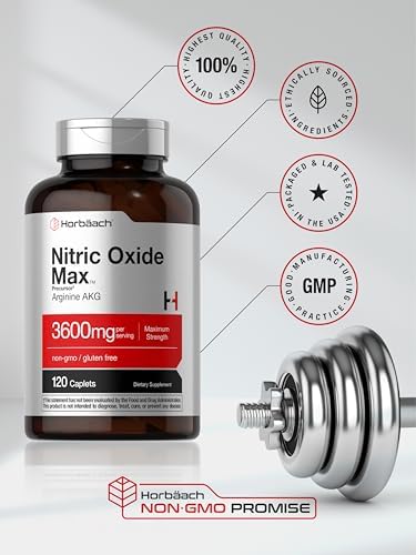 Horbäach Óxido Nítrico Max 3600mg | 120 Tabletas | Con Arginina AAKG para Hombres y Mujeres | Suplemento Pre Entrenamiento Vegetariano, No GMO y Sin - imagen 6