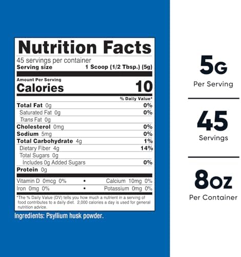 Psyllium en Copos Nutricost 230g - Libre de Gluten y No Transgénico - imagen 2